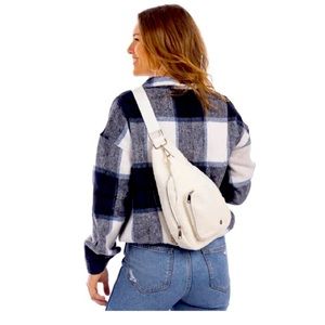 NWOT White Sherpa Sling Bag
